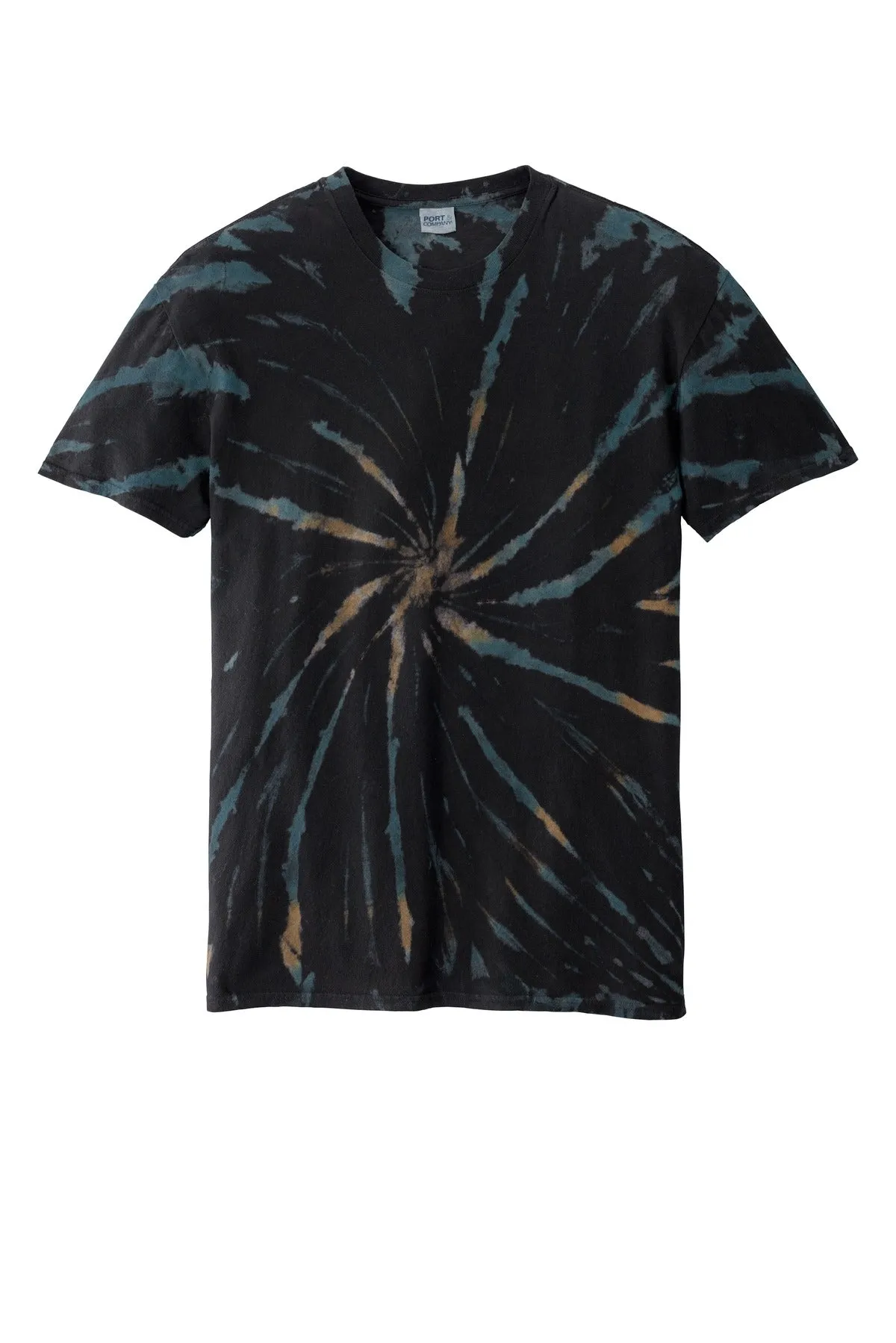 Port & Company Tie-Dye Tee. PC147 Black Galaxy Spiral