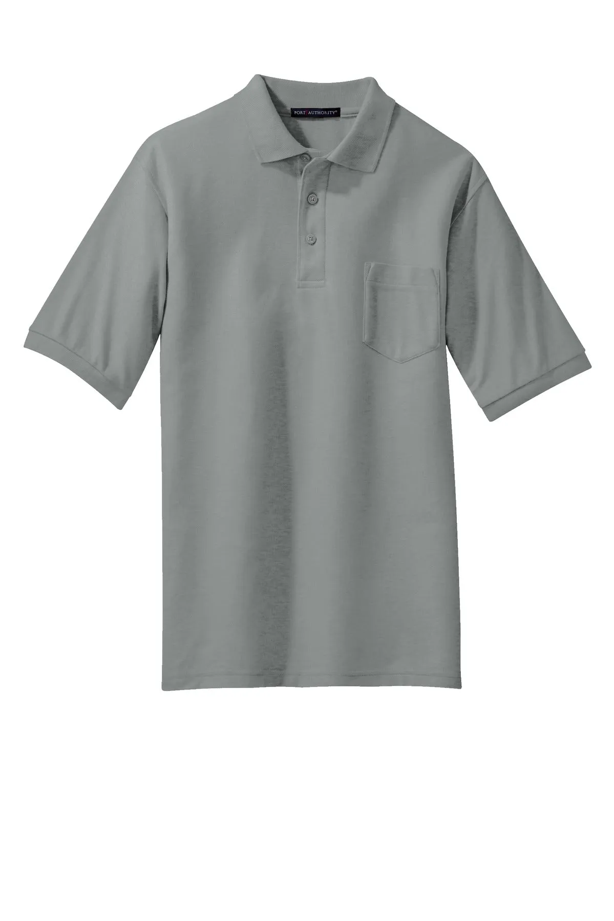 Port Authority Tall Silk Touch Polo with Pocket. TLK500P Cool Grey Tall