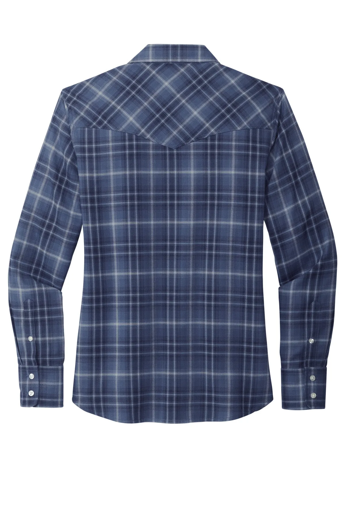 Port Authority Women's Long Sleeve Ombre Plaid Shirt LW672 True Navy