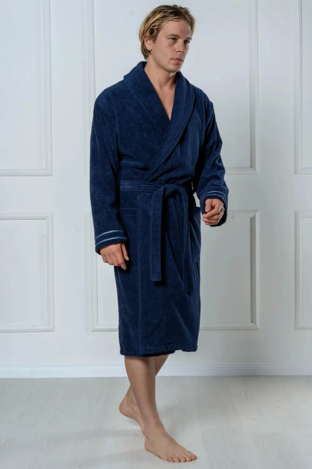 Premium Cotton Terry Bathrobe with Shawl Collar