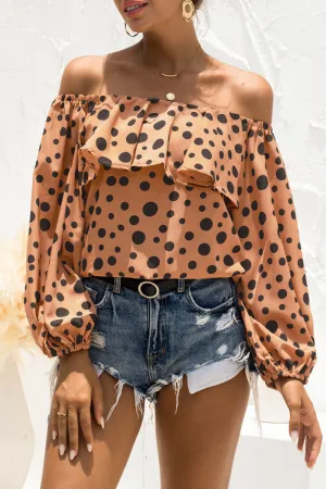 Print Split Joint Off the Shoulder Tops
