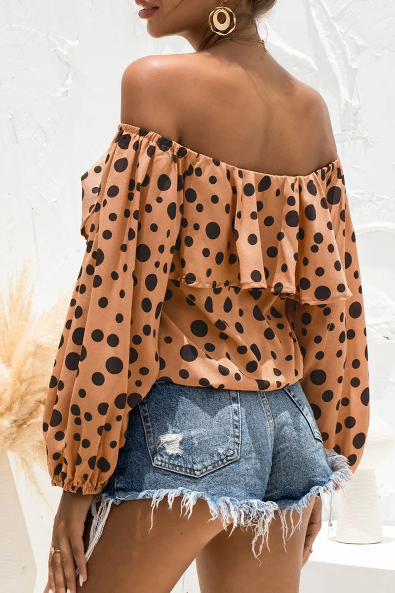 Print Split Joint Off the Shoulder Tops