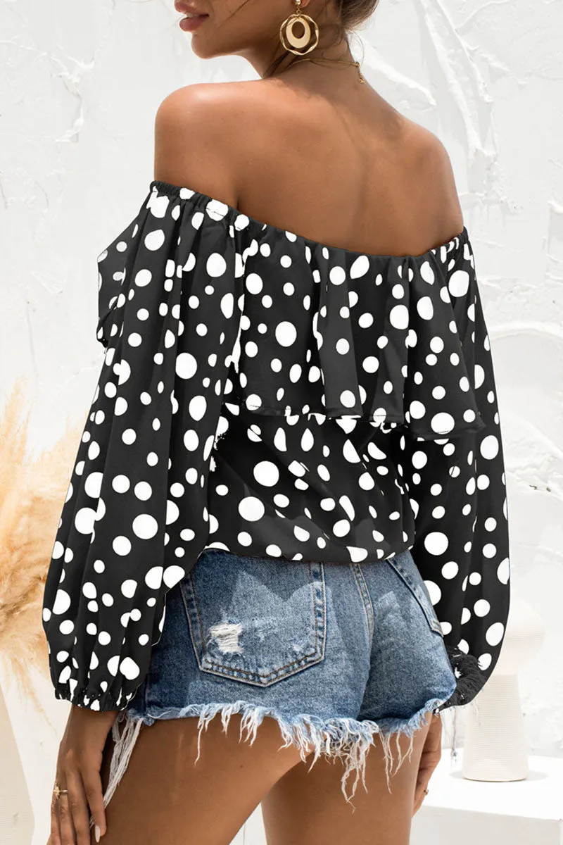 Print Split Joint Off the Shoulder Tops