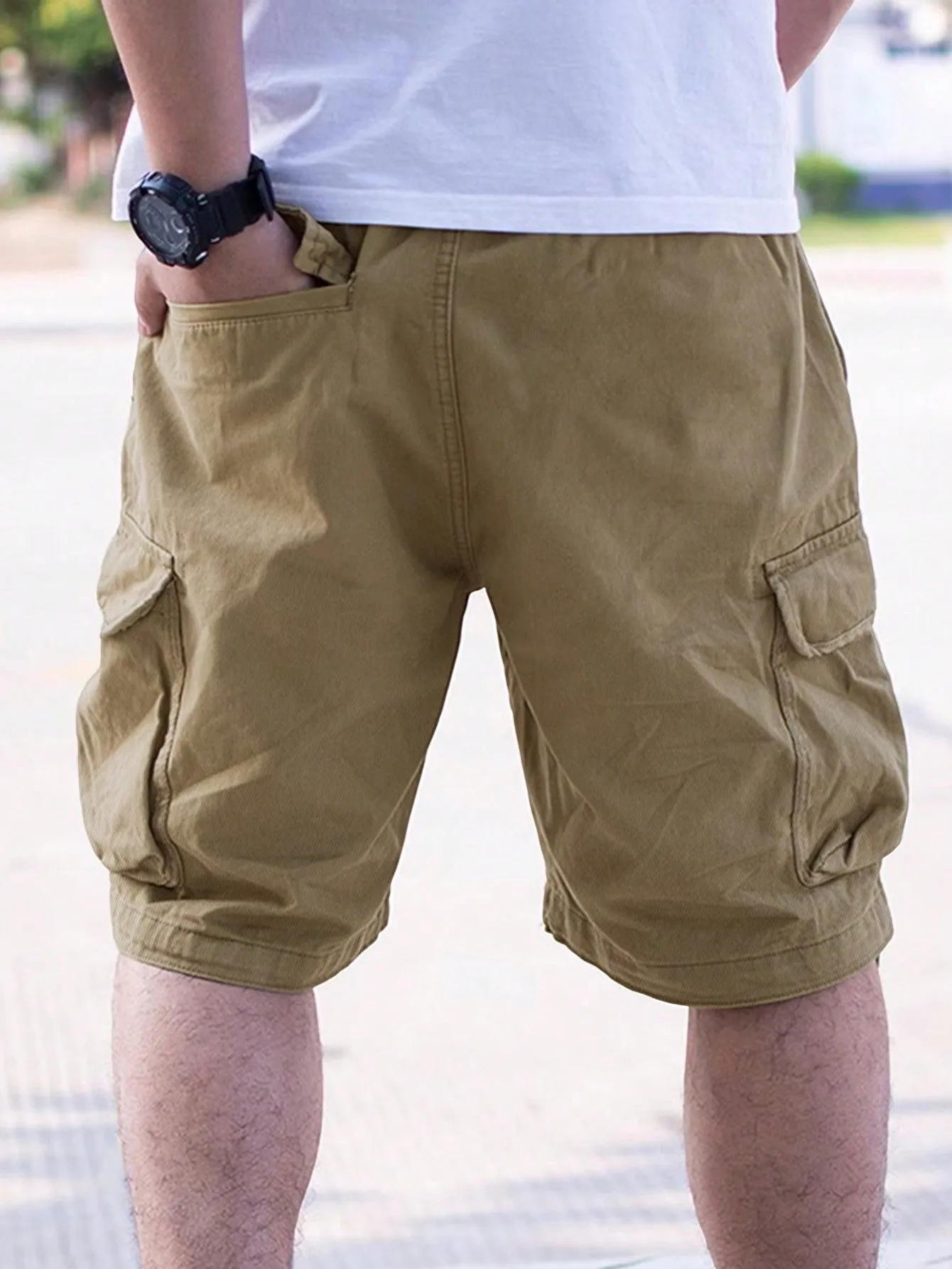 QA Homme Men's Summer Loose Flap Pocket Side Cargo Shorts