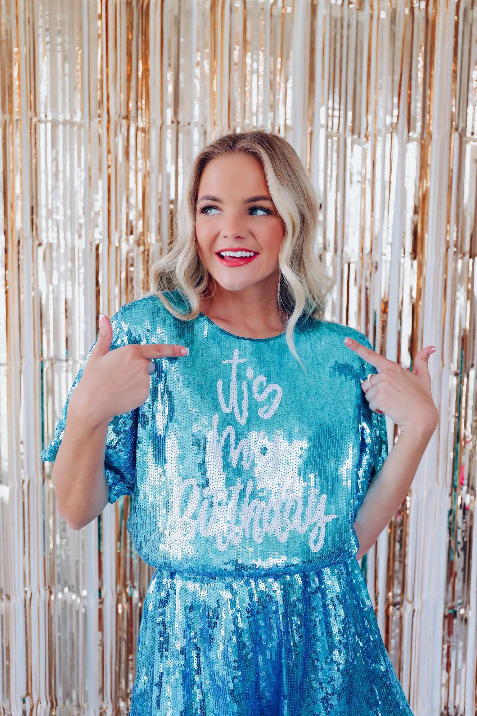 "It's My Birthday" Sequin Crop Top And Shorts Set