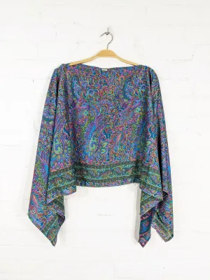 Recycled Sari Silk Poncho Top