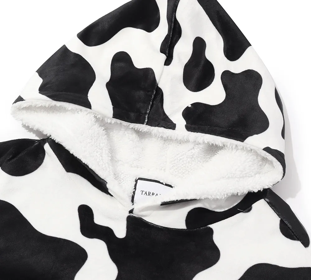 Reversible Hoodie Blanket Unisex Cow Print