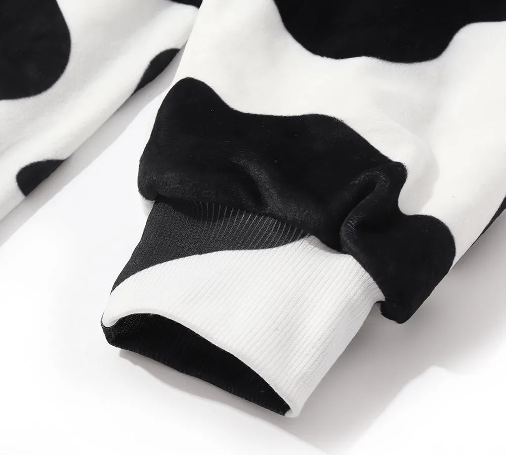 Reversible Hoodie Blanket Unisex Cow Print