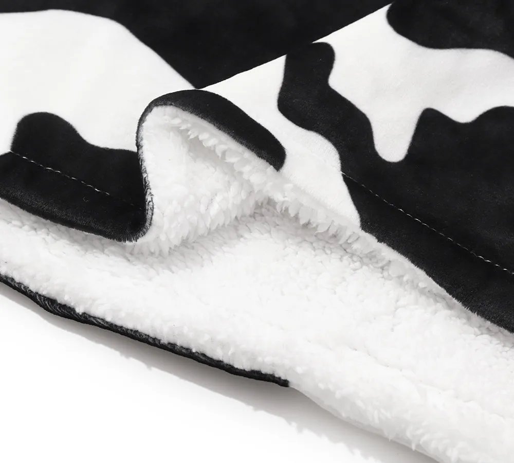 Reversible Hoodie Blanket Unisex Cow Print