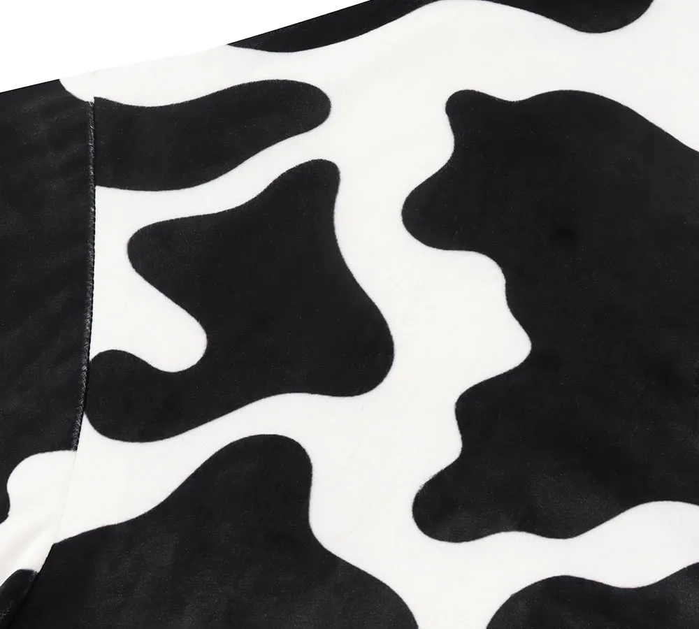 Reversible Hoodie Blanket Unisex Cow Print