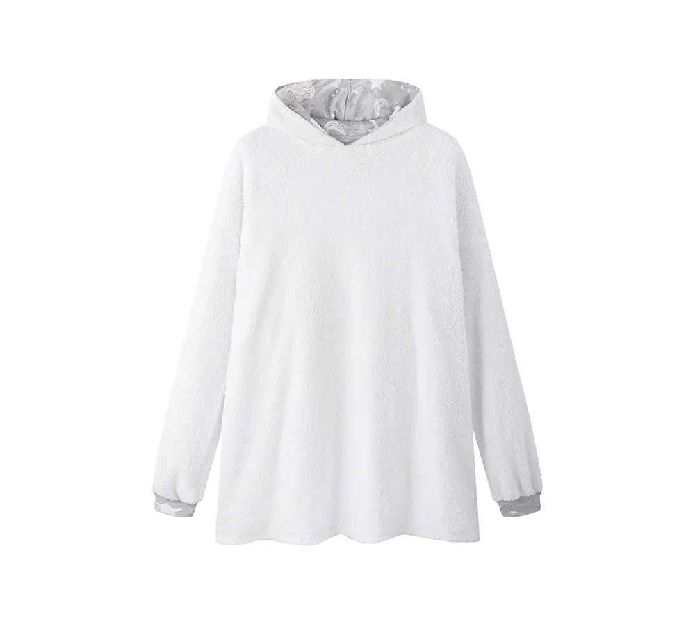 Reversible Hoodie Blanket Unisex Grey Unicorn