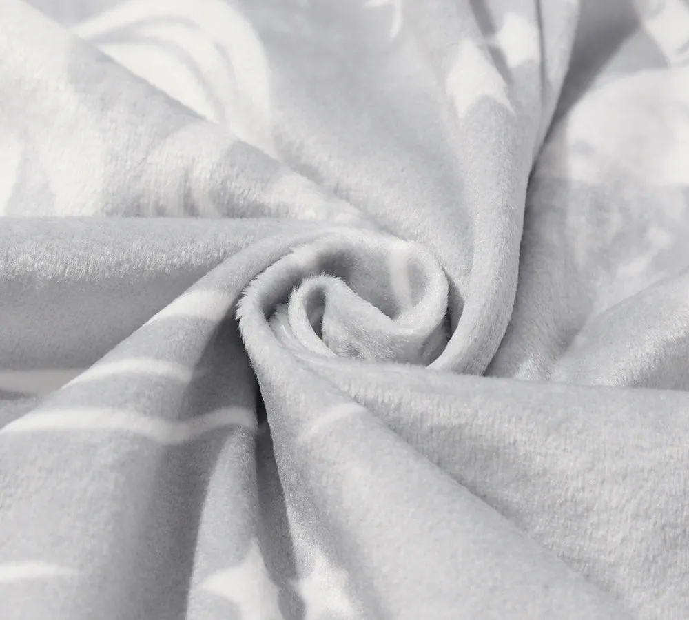 Reversible Hoodie Blanket Unisex Grey Unicorn