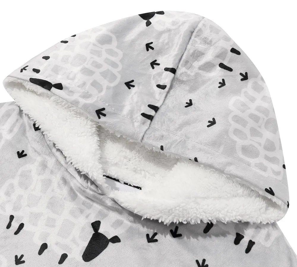 Reversible Hoodie Blanket Unisex Sheep Print