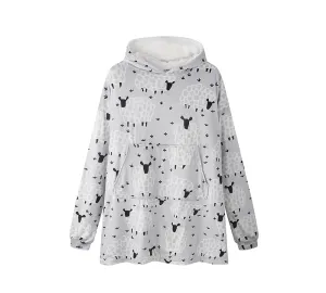 Reversible Hoodie Blanket Unisex Sheep Print