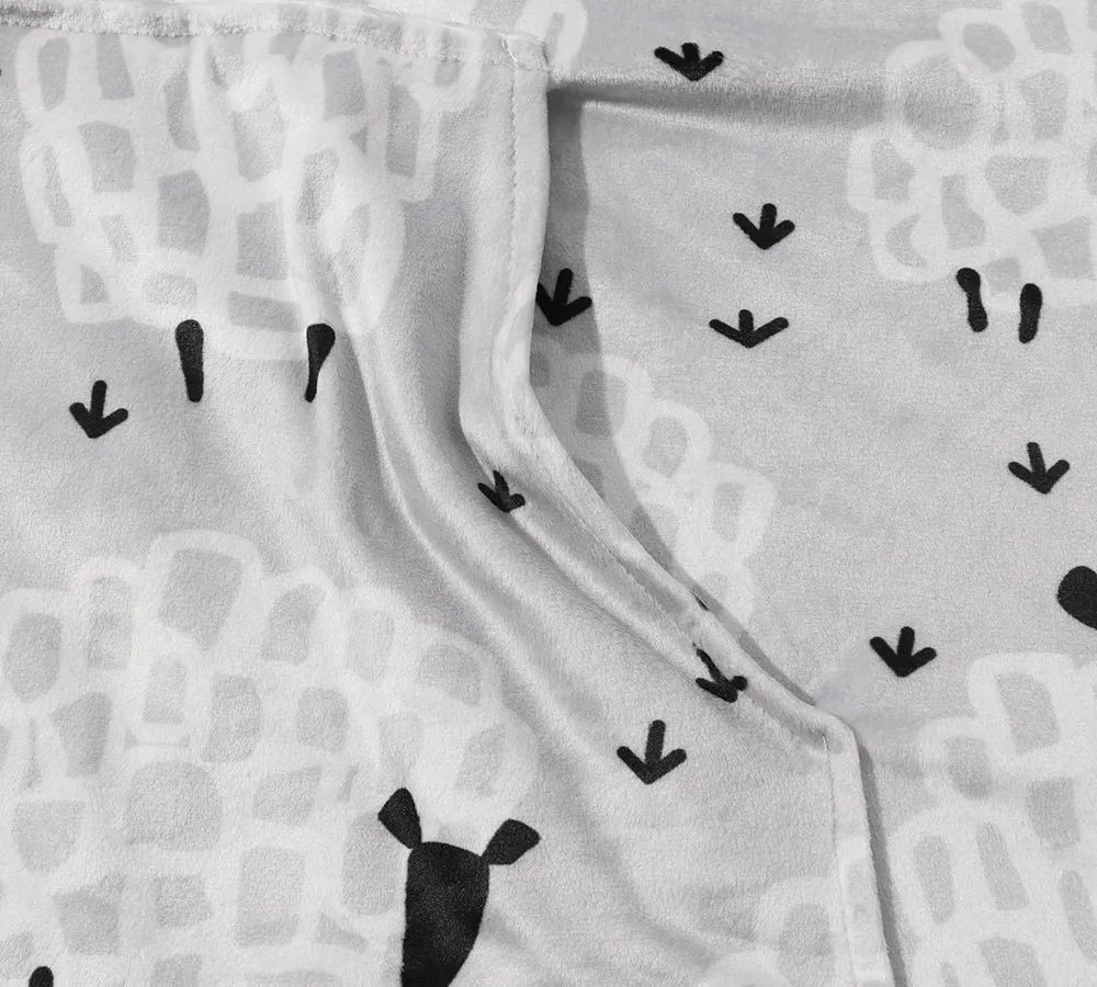 Reversible Hoodie Blanket Unisex Sheep Print
