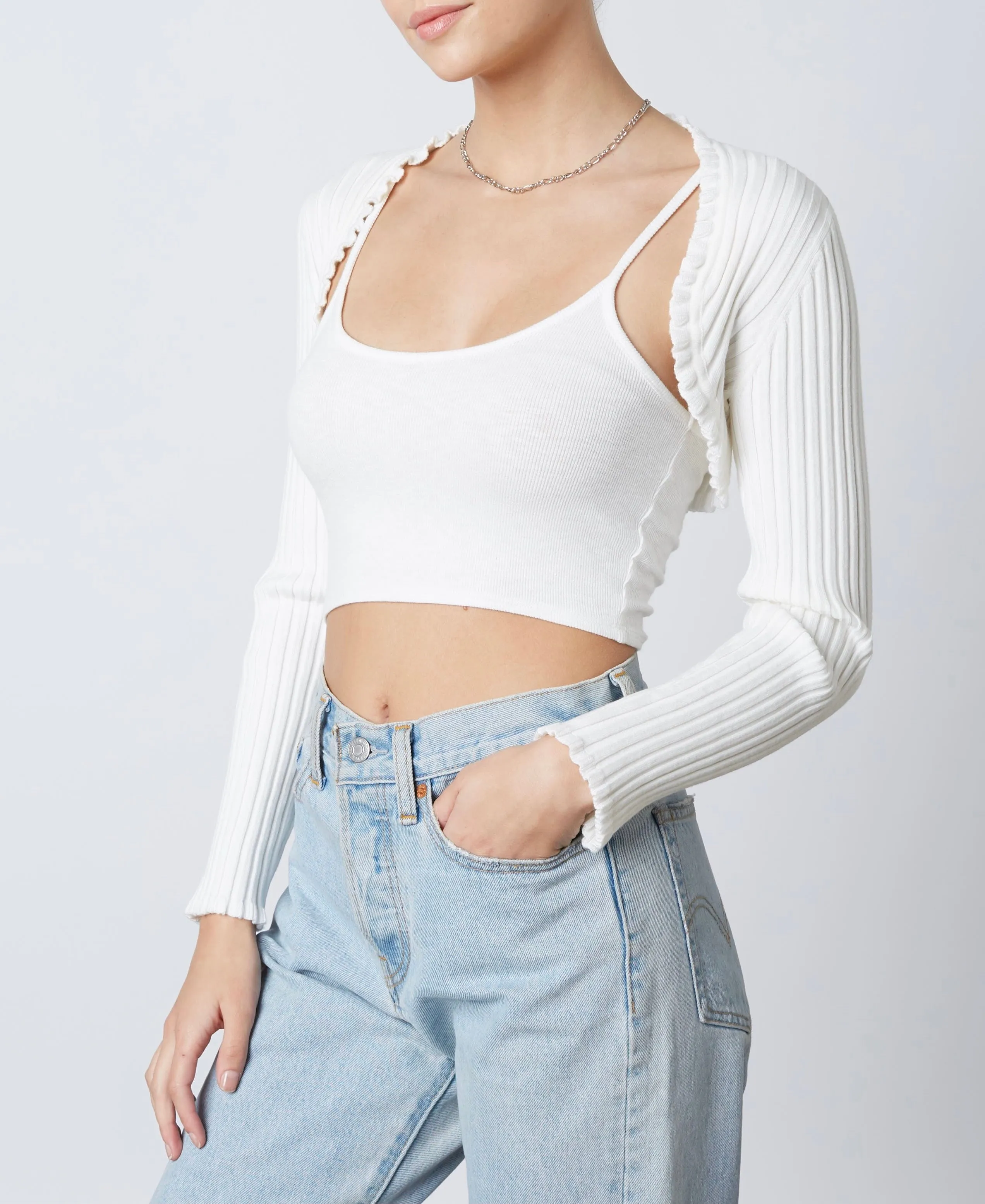 Rib Shrug Knit Sweater