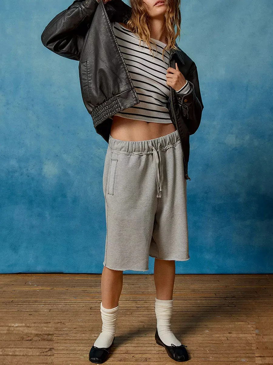 Ribbed Crewneck Long Sleeve Top