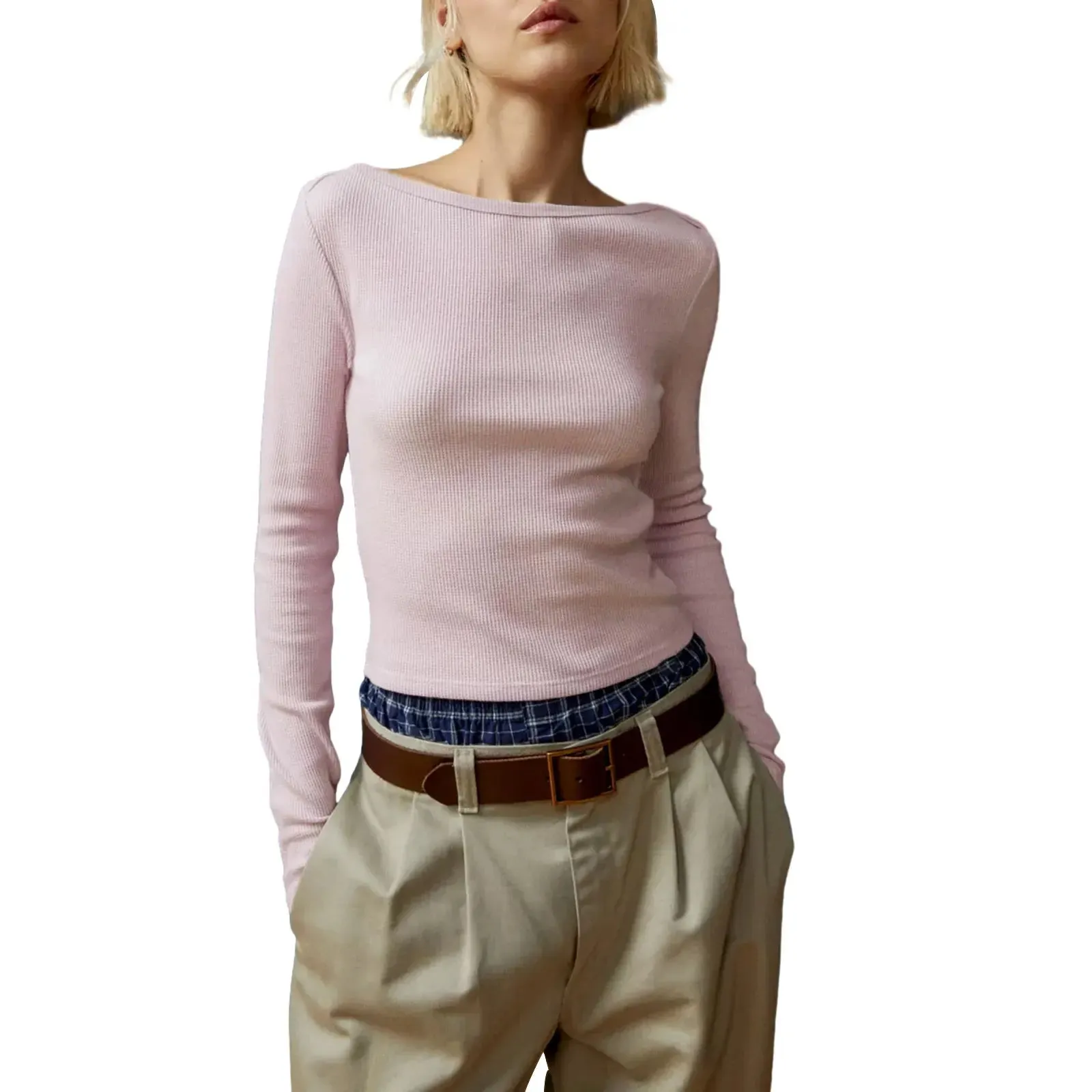 Ribbed Crewneck Long Sleeve Top