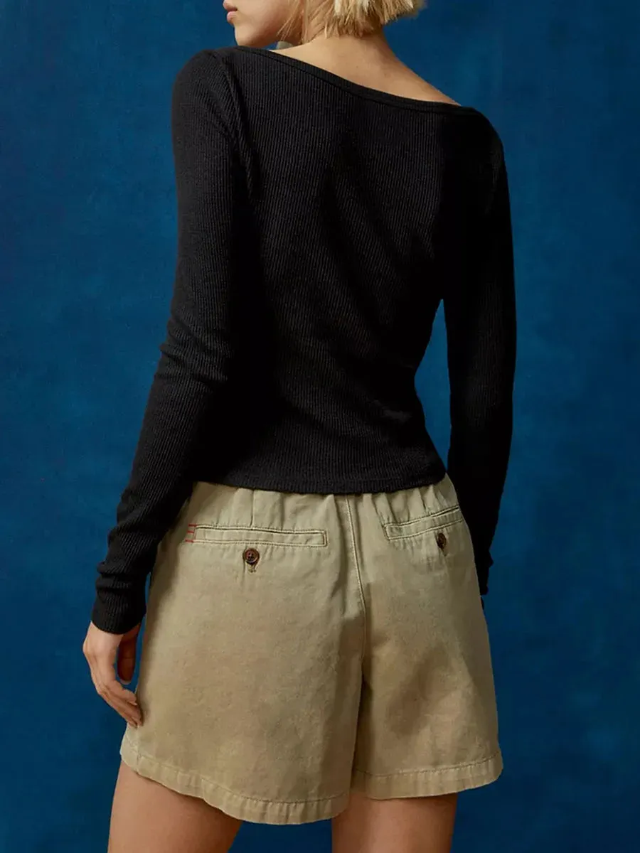 Ribbed Crewneck Long Sleeve Top