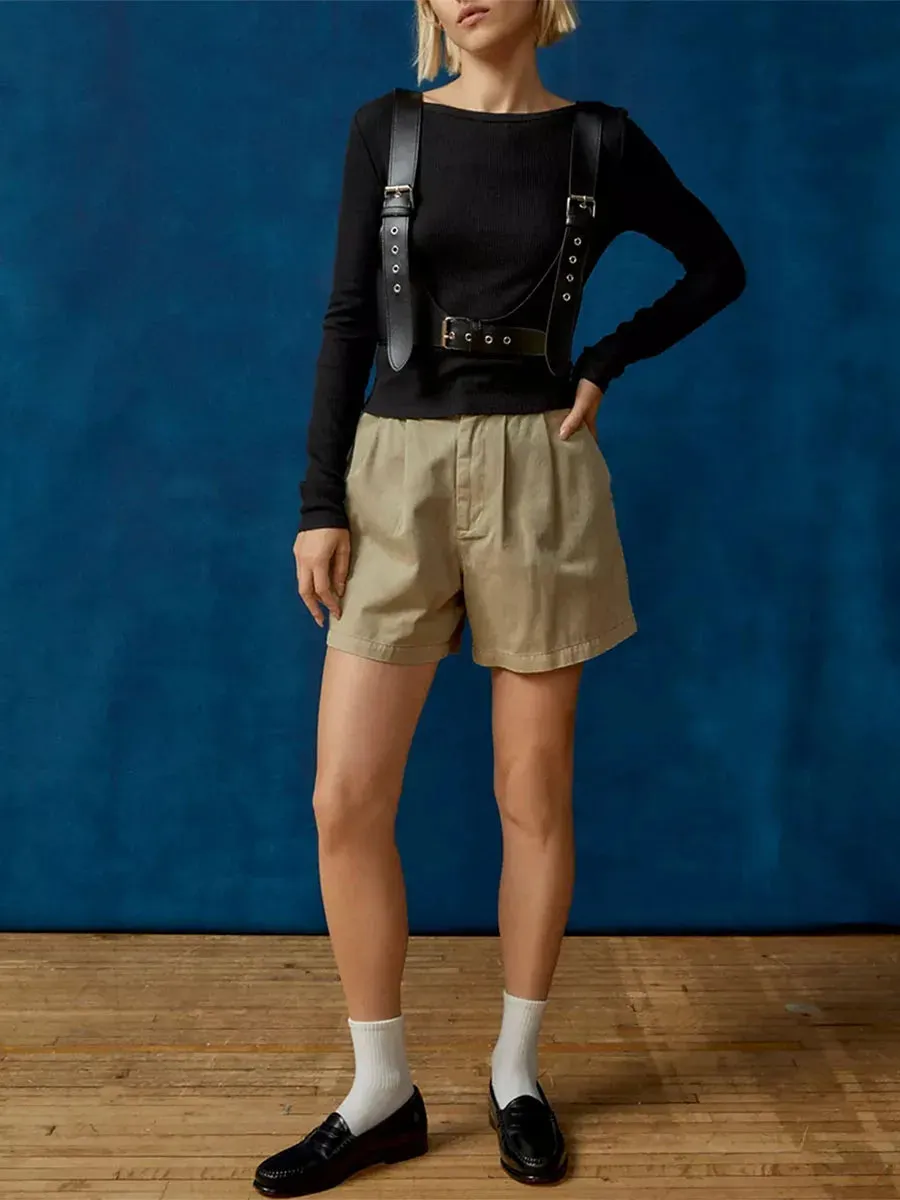 Ribbed Crewneck Long Sleeve Top