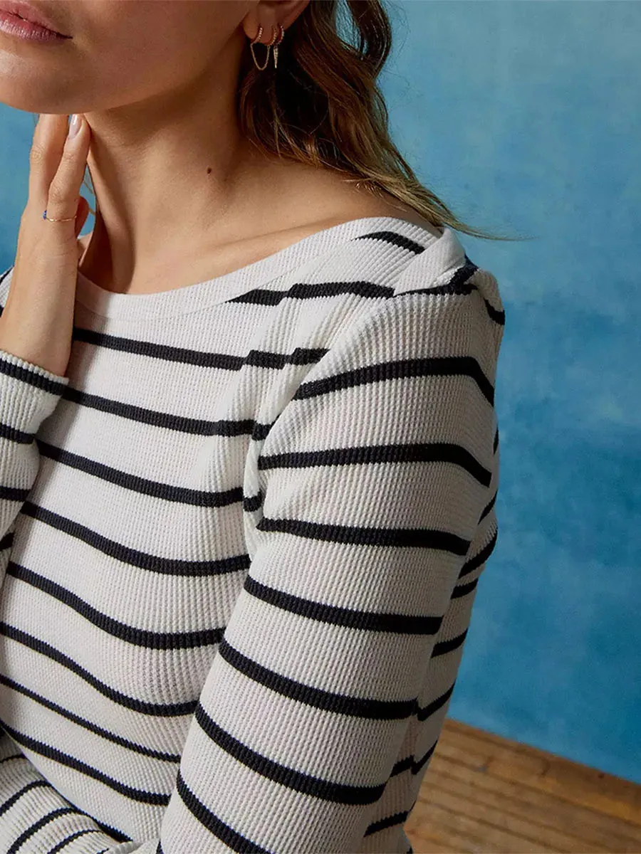 Ribbed Crewneck Long Sleeve Top