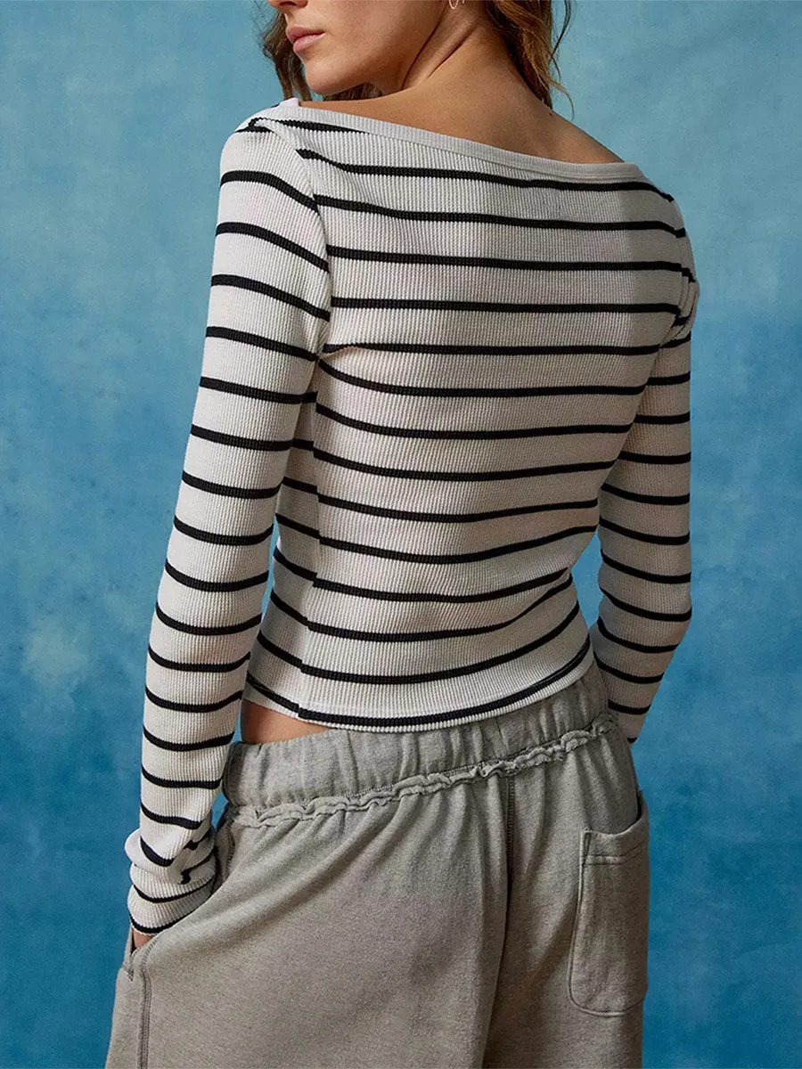 Ribbed Crewneck Long Sleeve Top