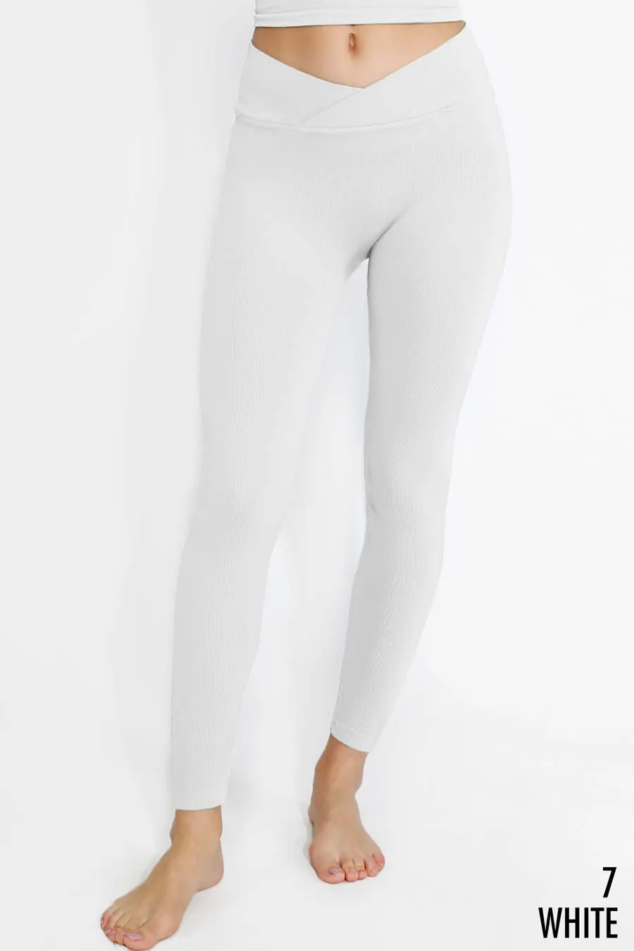 Ribbed Crossover Waistband Leggings