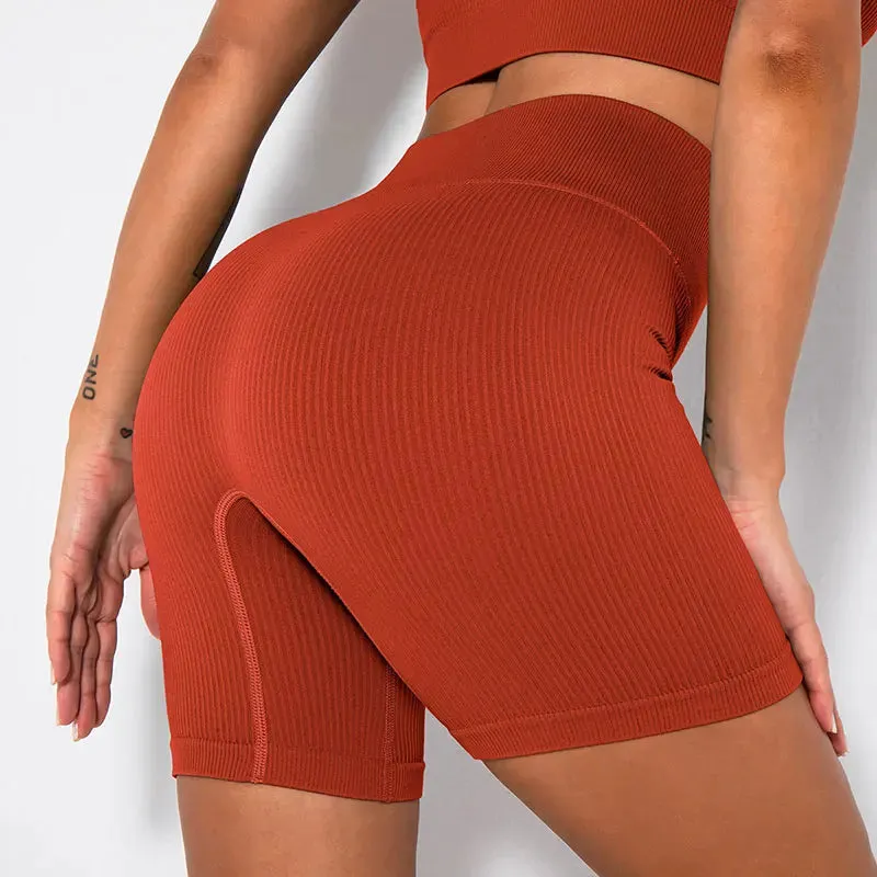 Ribbed Seamless High Waist Yoga Pants for Women - Push Up Sport Leggings