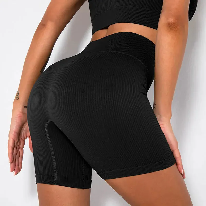 Ribbed Seamless High Waist Yoga Pants for Women - Push Up Sport Leggings