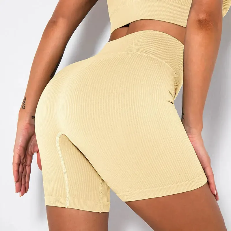 Ribbed Seamless High Waist Yoga Pants for Women - Push Up Sport Leggings
