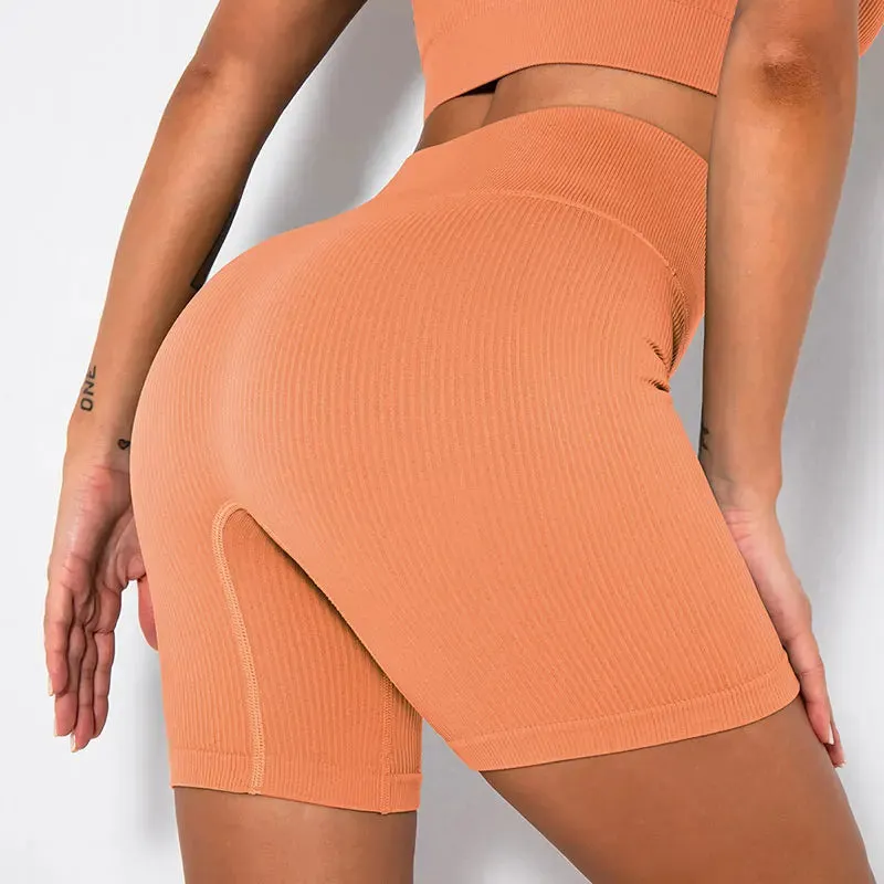 Ribbed Seamless High Waist Yoga Pants for Women - Push Up Sport Leggings