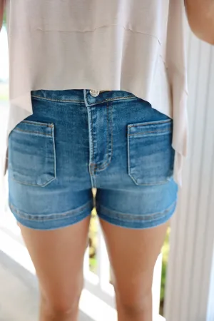 Risen - High Rise Patch Pocket Shorts "Dark"