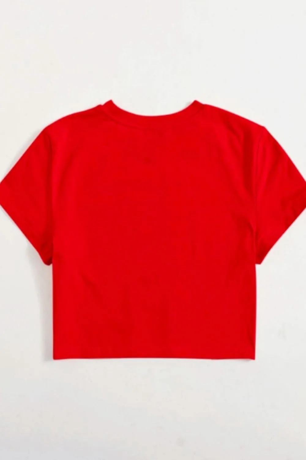 Round Neck Crop Solid Tee