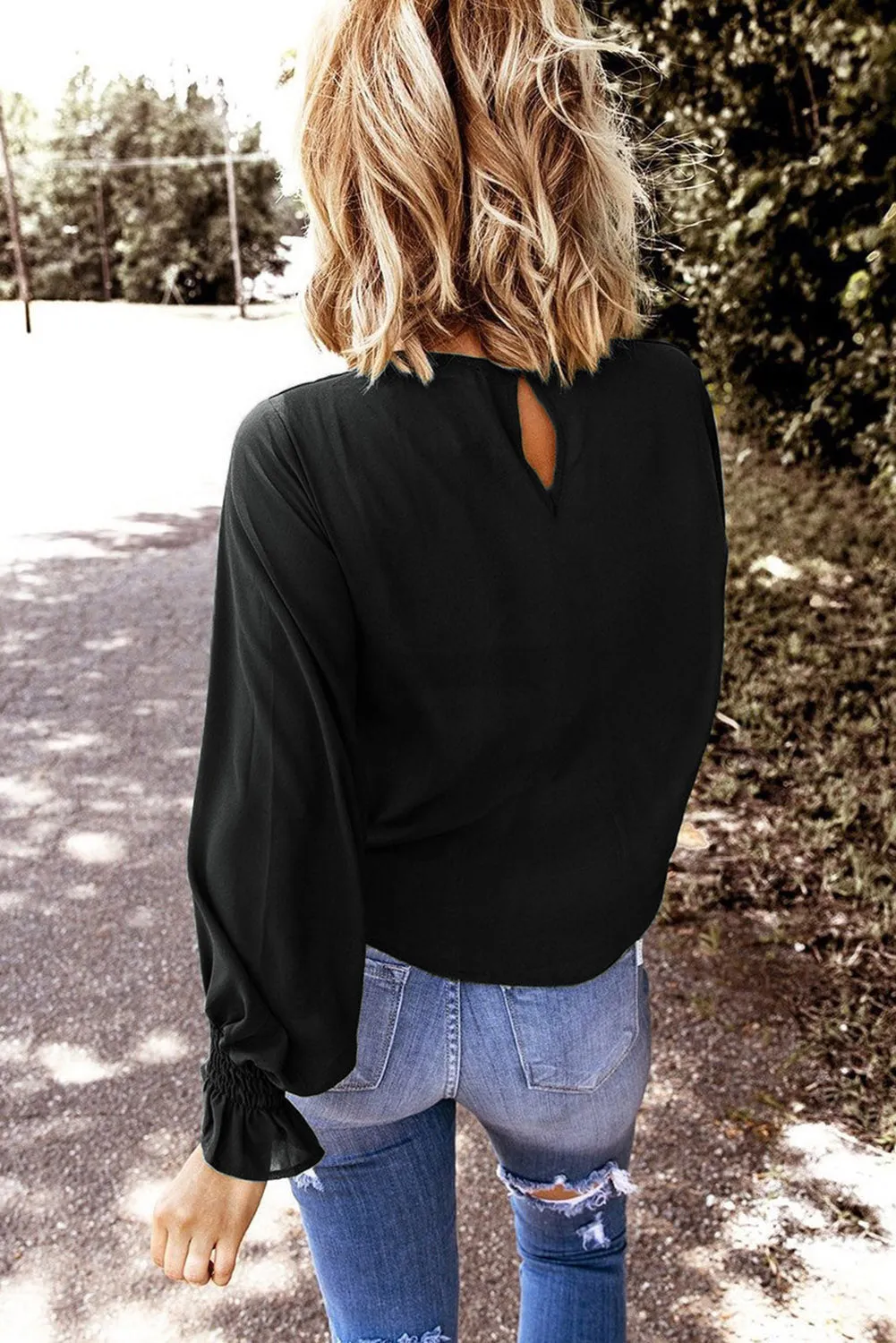 Ruffle Bubble Sleeve Top