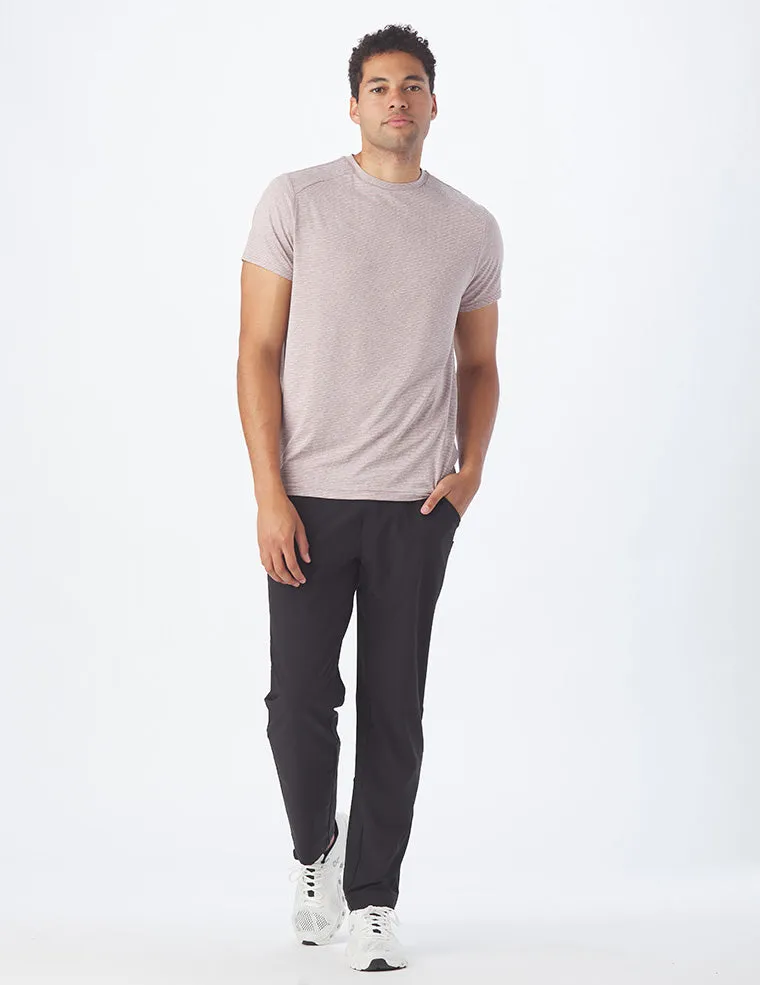 Salton Short Sleeve: Mauve Heather and White Stripe