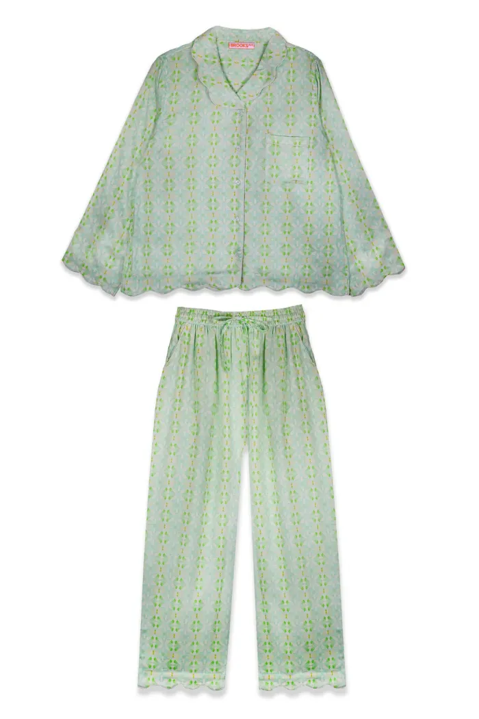 Scalloped Pajama Set Long - Elephant Falls