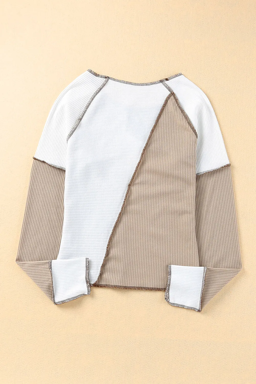 Seaming Trim Rib Knit Top