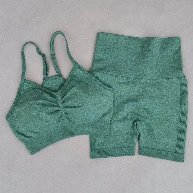 Seamless Women's Yoga Set - Long Sleeve Crop Top and High Waist Leggings - Workout Sportswear Gym Clothing (2/3/4PCS)