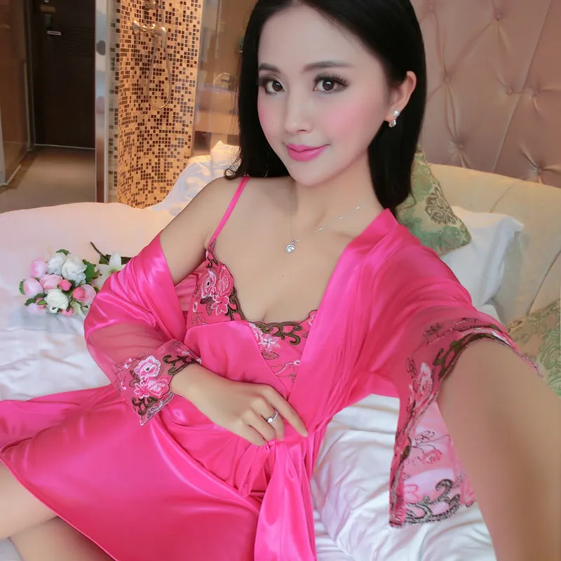 Sexy Ladies Suspender Nightdress Pajamas Ice Silk Home Service