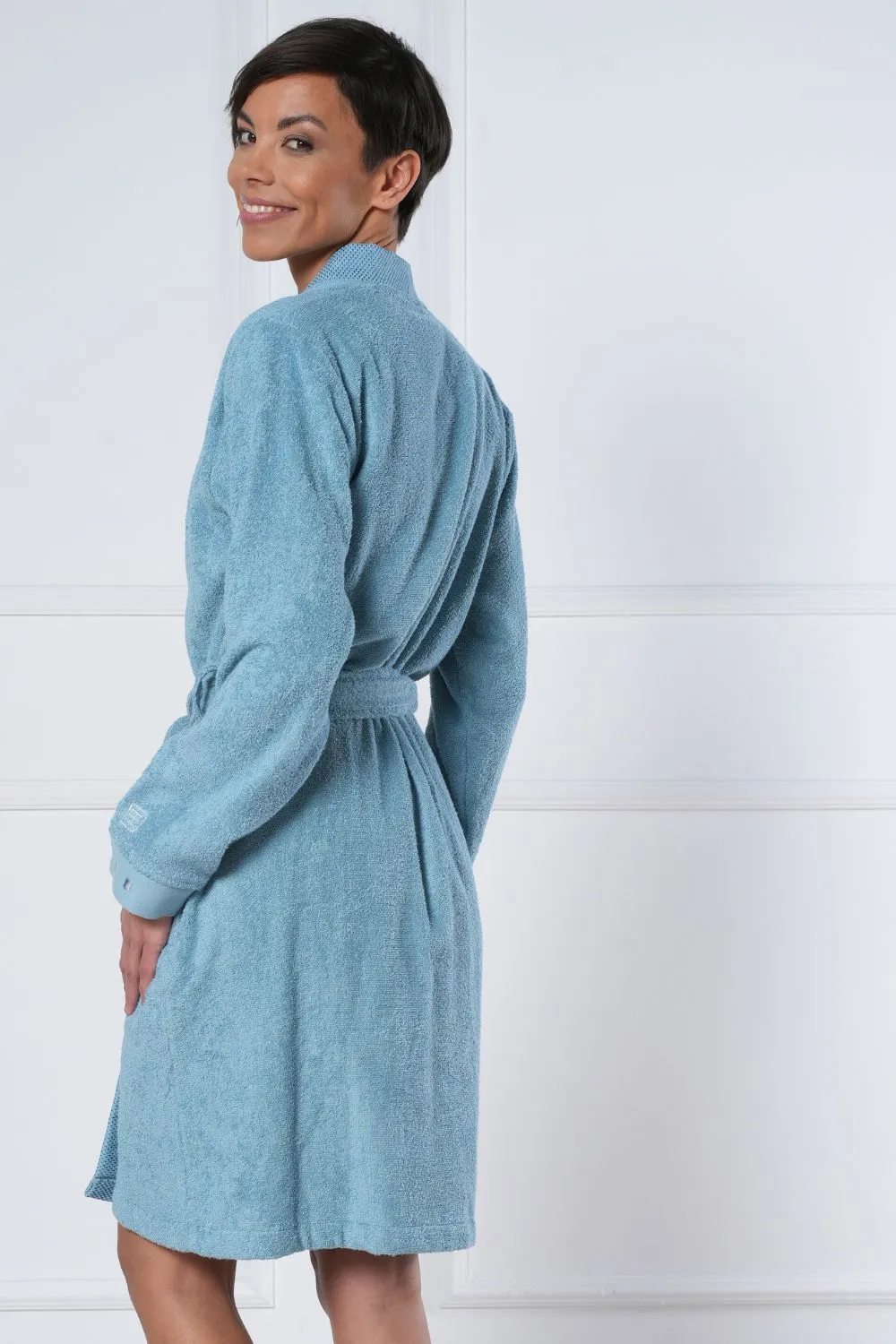 Short Kimono Style Bathrobe - Bamboo Cotton Blend