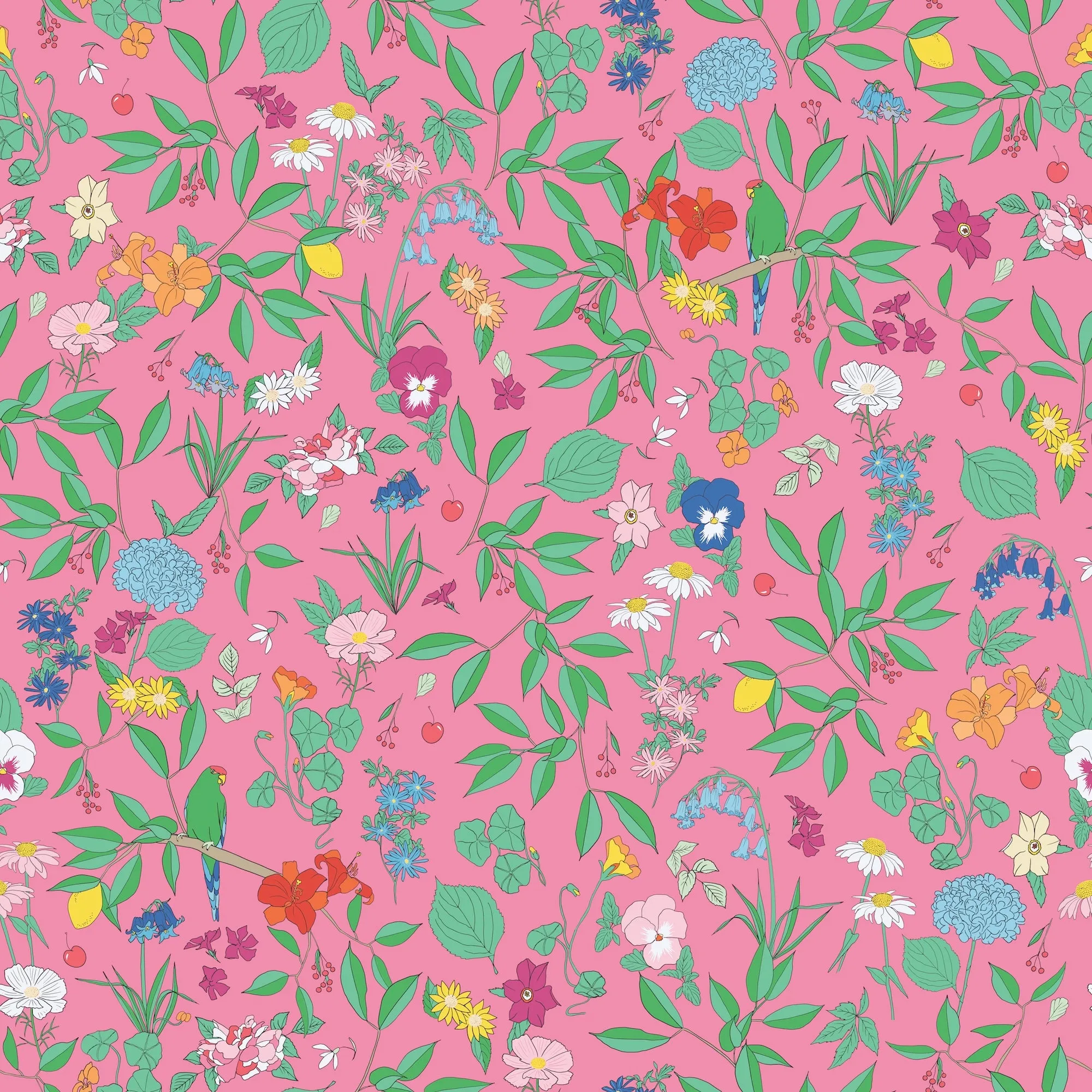 Short Sleeve and Pant Pajama Set in Pink Wildflower