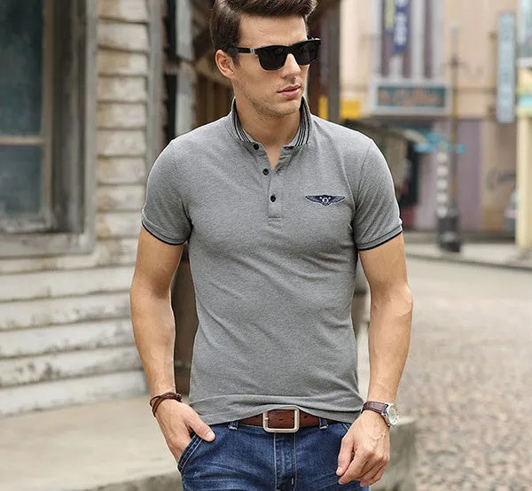 Short Sleeve Mens Polos Homme Turn Down white Collar Tops Cotton Dot Fashion Striped xxxl Solid Clothing