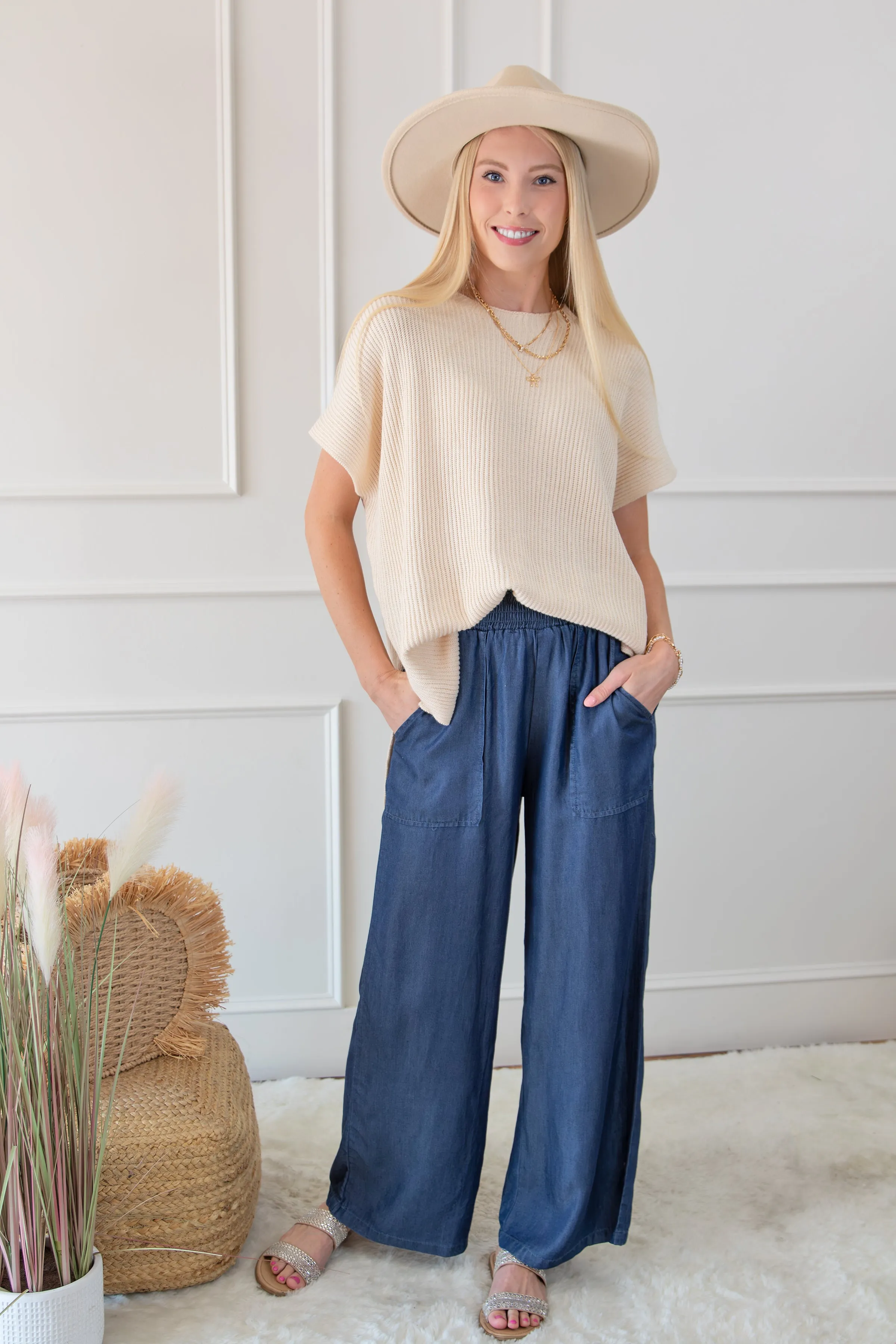 Short Sleeve Side Slit Oversized Sweater