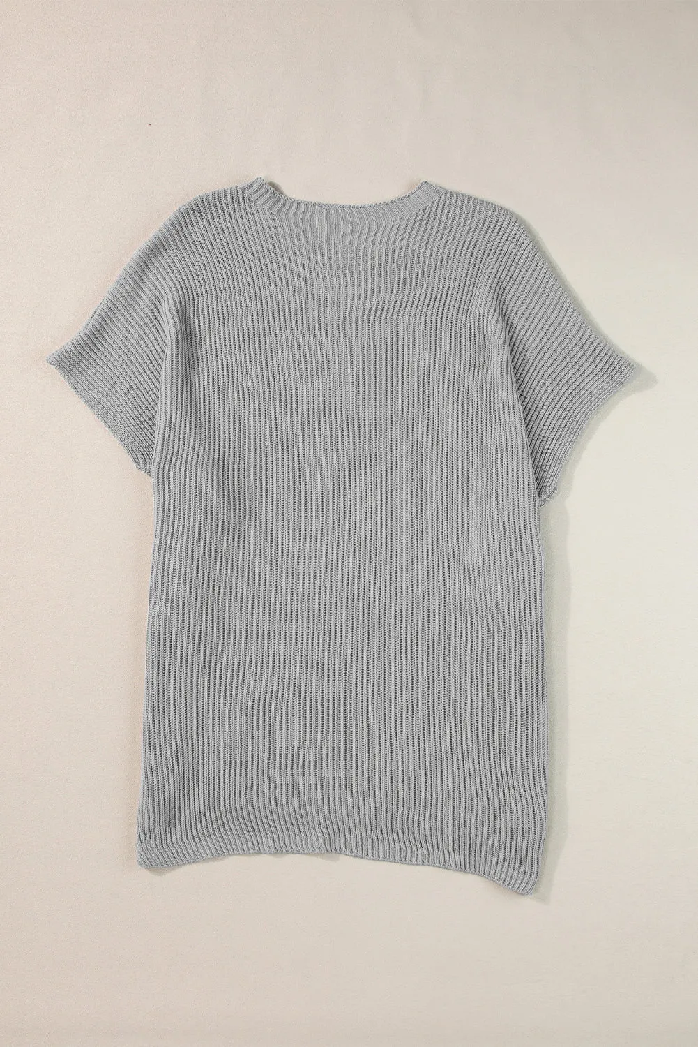 Short Sleeve Side Slit Oversized Sweater
