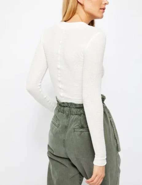 Snap Crew Neck Long Sleeve Henley Top