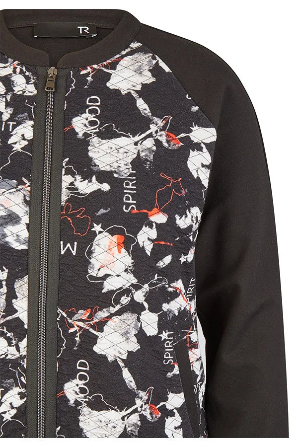 SPIRIT ZIPPED FLORAL PRINT JACKET