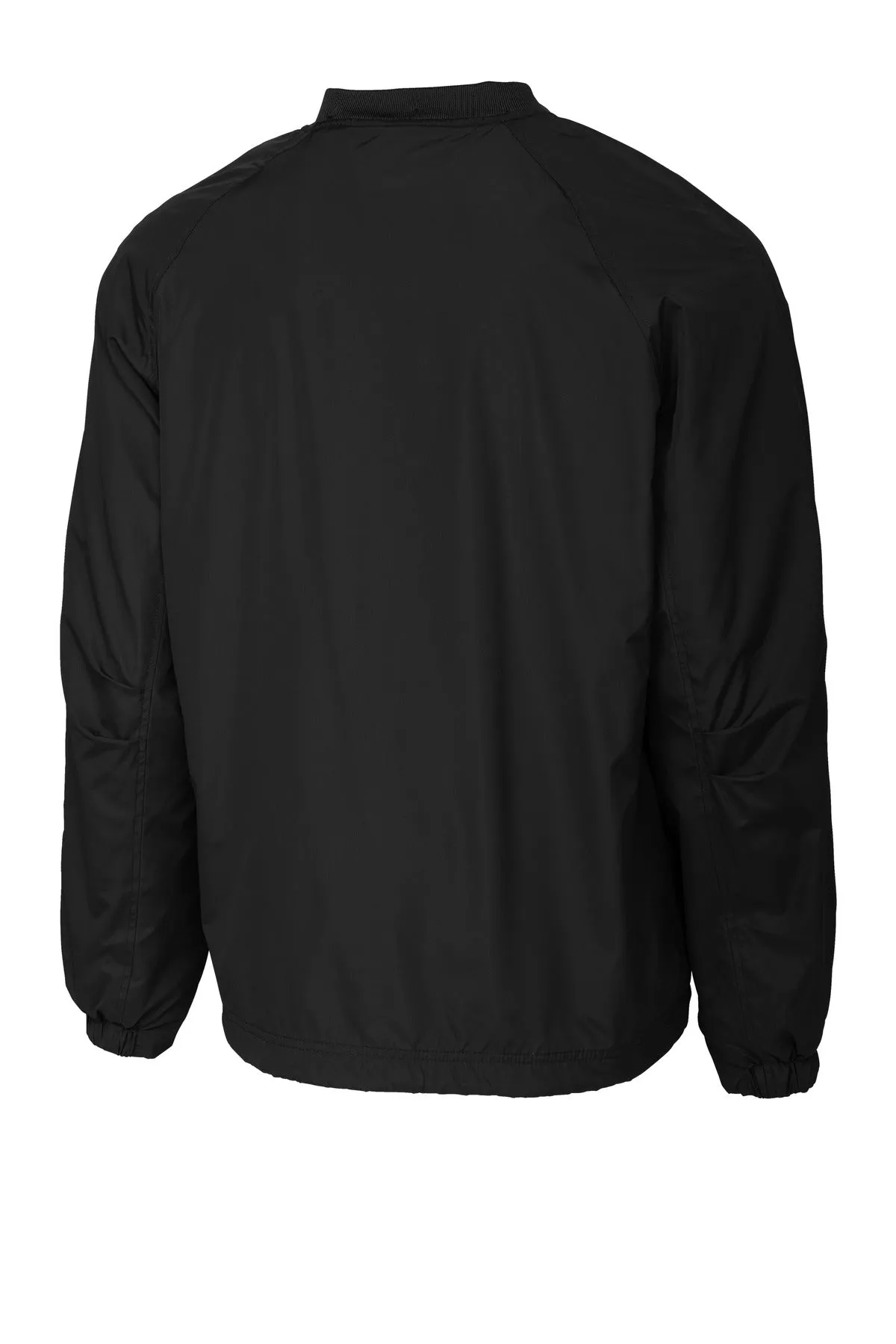Sport-Tek V-Neck Raglan Wind Shirt. JST72 Black