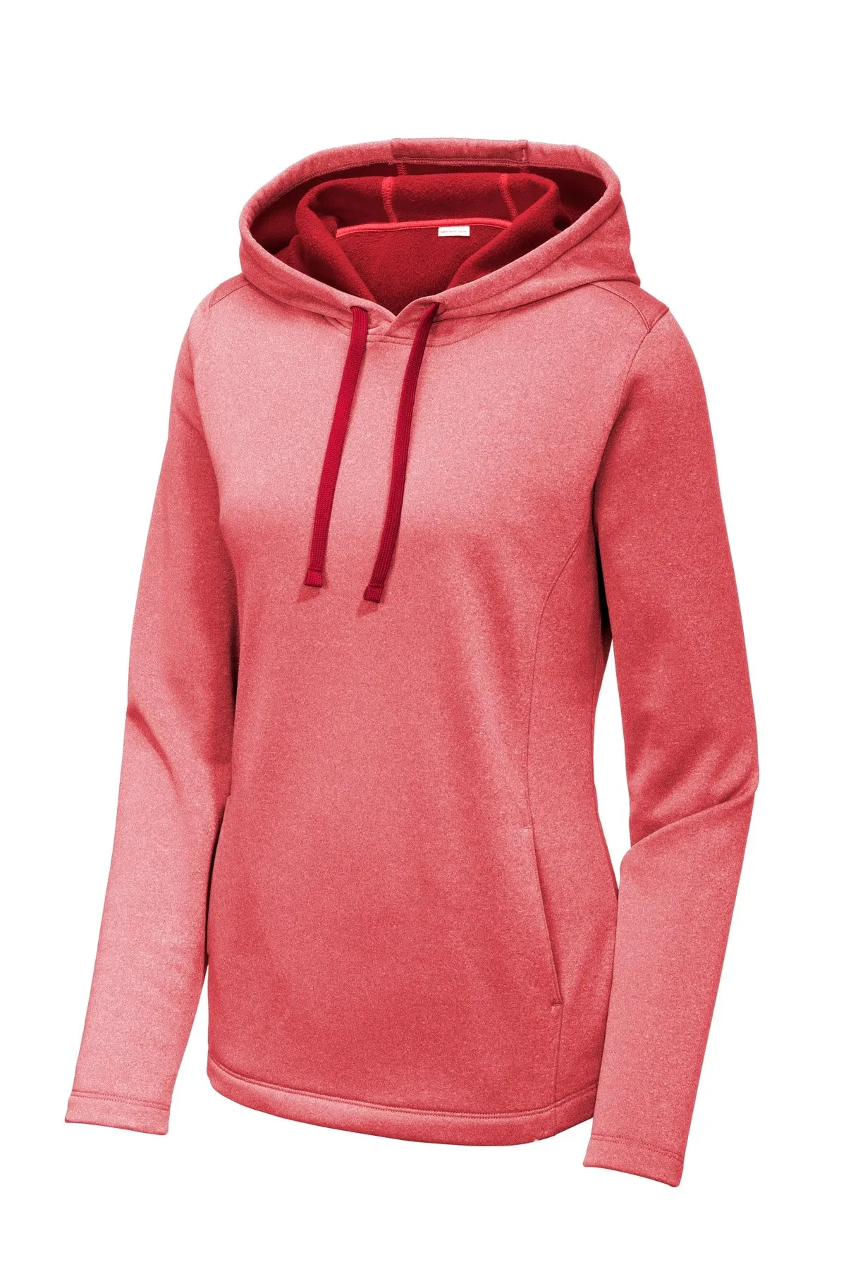 Sport-Tek  Women's PosiCharge  Sport-Wick  Heather Fleece Hooded Pullover. LST264 Deep Red Heather