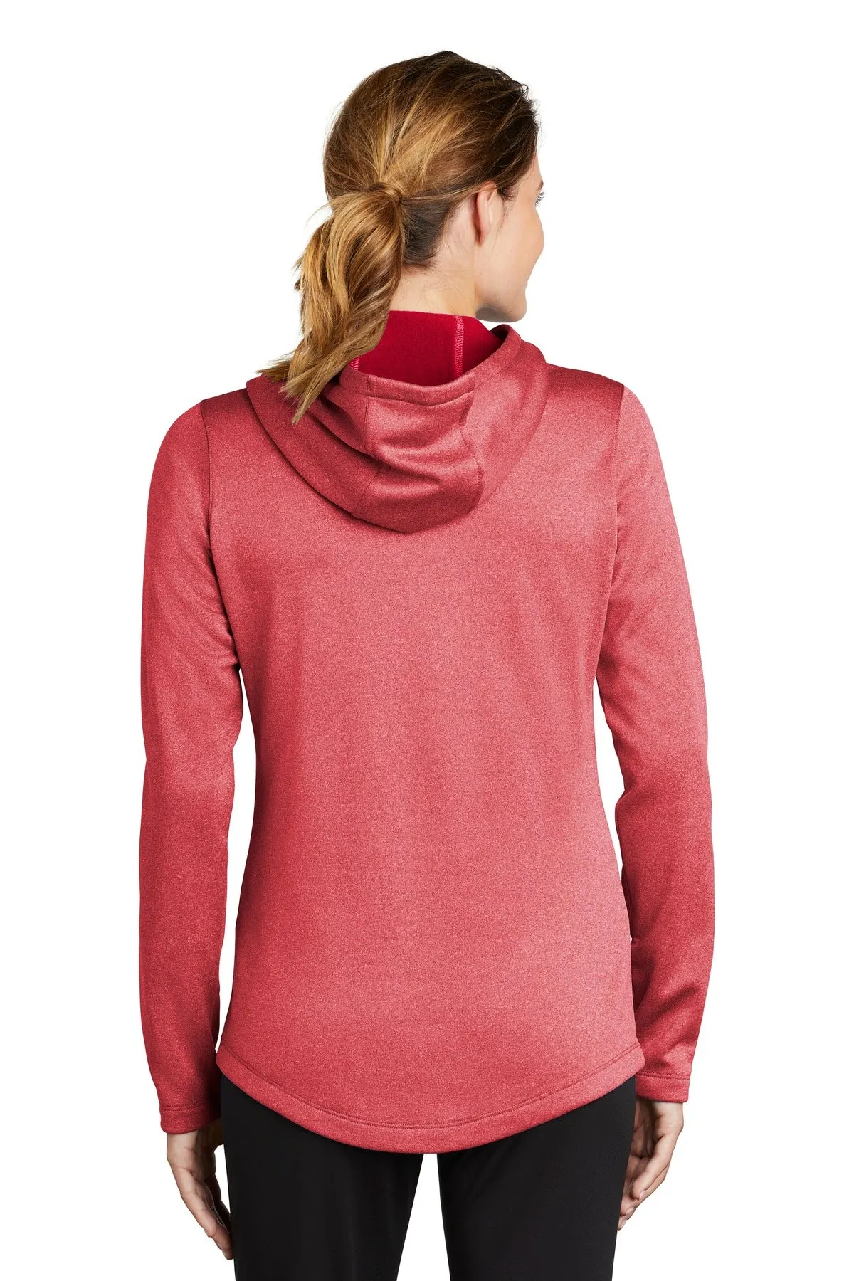 Sport-Tek  Women's PosiCharge  Sport-Wick  Heather Fleece Hooded Pullover. LST264 Deep Red Heather