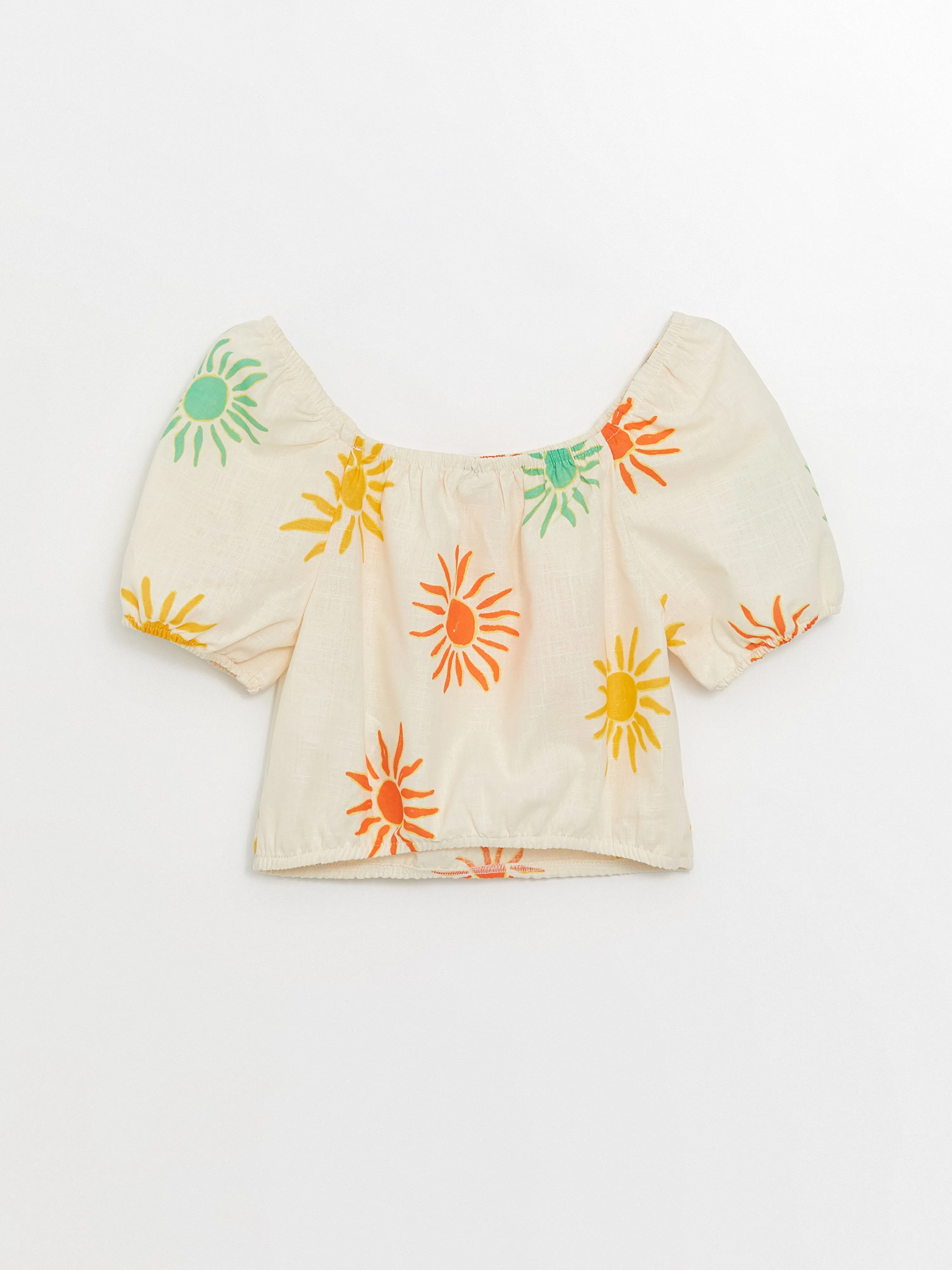Square Neck Printed Girls Blouse